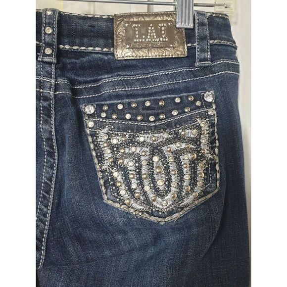 Women's Jeans Size 5  Rhinestone Low Rise Straight Leg Denim Jeans - Picture 6 of 8
